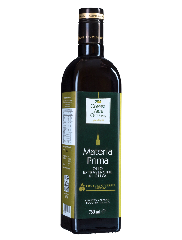 Bottiglia di olio evo Materia Prima Coppini Arte Olearia