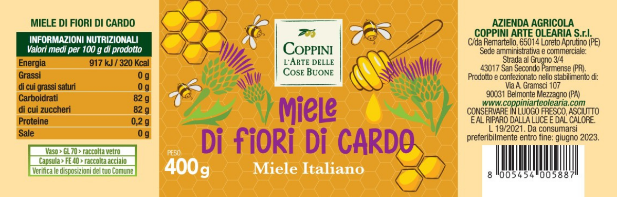 etichetta miele di cardo Coppini Arte Olearia