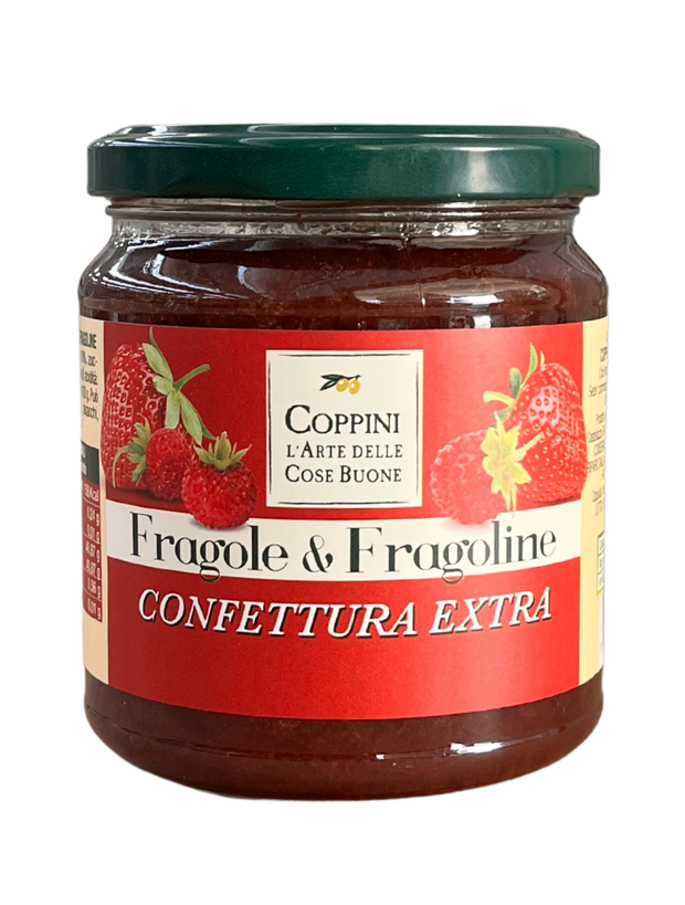 confettura extra di fragole  e fragoline Coppini Arte Olearia