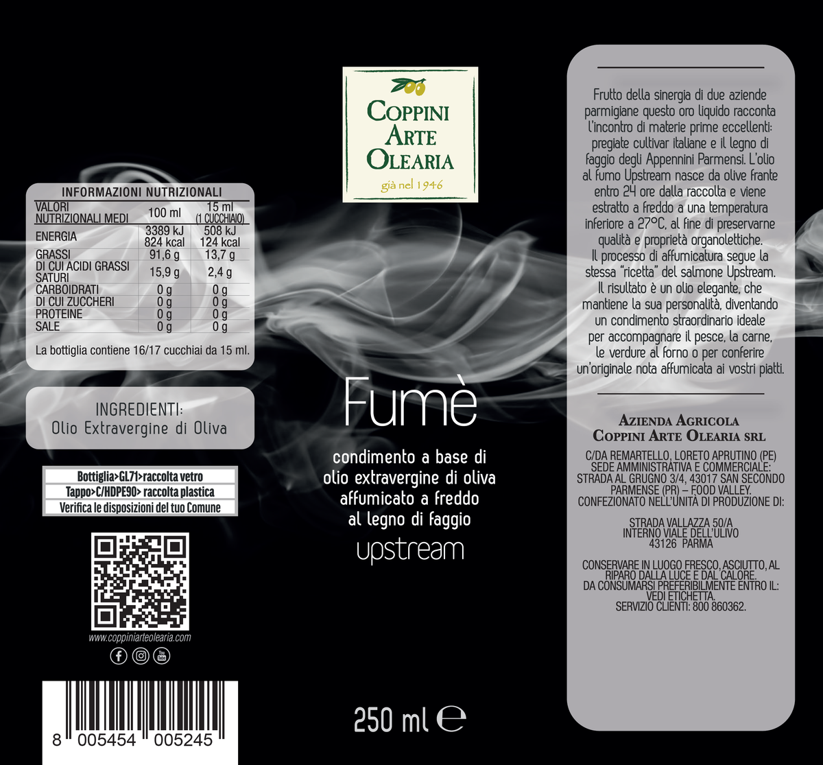 Etichetta olio affumicato Coppini Arte Olearia